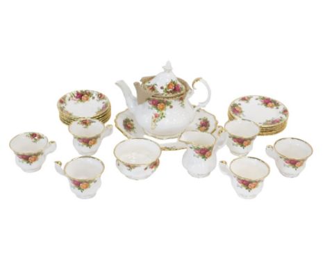 A Royal Albert Old Country Roses pattern part tea service, to include teapot and cover.