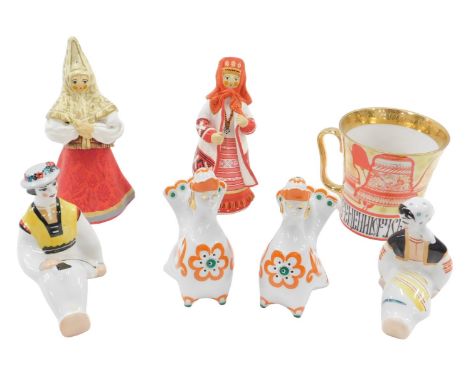 A collection of Russian and Ukrainian items, to include a Lomonosov Christmas cup and various ceramic porcelain and pottery f