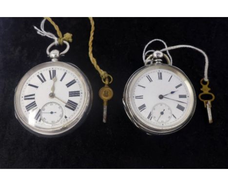 A late 19th century open face pocket watch, white enamel dial with Roman numerals, seconds subsidiary dial at six, Chester 18