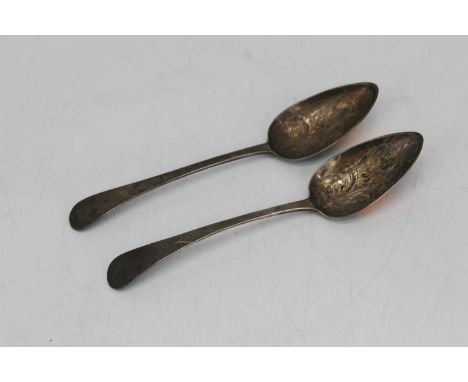 A pair of William IV bright-cut silver tablespoons, London 1834, 3.4ozt 