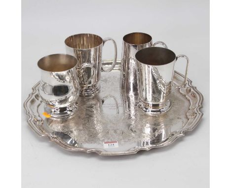 An Elizabeth II silver plated tankard, of bell shape, with C-scroll handle and presentation inscription 'The Dick Poole Stake