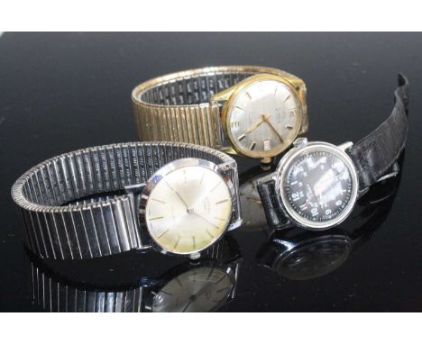 A gents Timex steel cased manual wind wrist watch together with a gents Rotary steel cased Incabloc wrist watch, and one othe