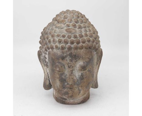 A reproduction composition model of a buddha's head, height 34cm