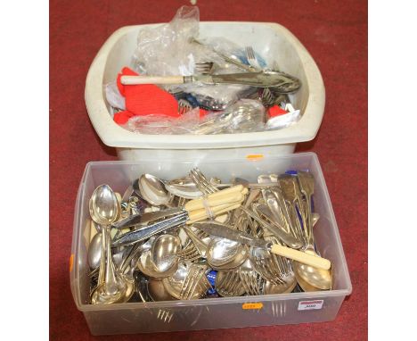 A collection of mixed silver plated flatware