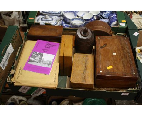 A collection of miscellaneous items to include a Victorian rosewood and mother of pearl inlaid box and a Georgian mahogany tw