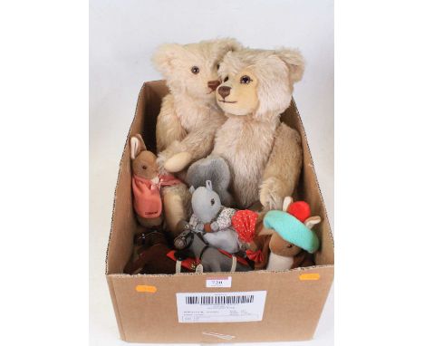 A collection of vintage stuffed toys, to include a Steiff blond mohair teddy-bear 