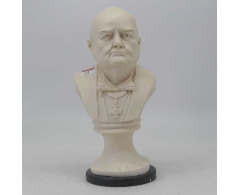 A reproduction parian style portrait bust of Sir Winston Churchill, height 31cm