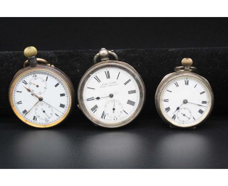 An H Samuel of Manchester "Acme Leaver", silver cased gents open faced pocket watch, dia. 5cm, together with a ladies engine 