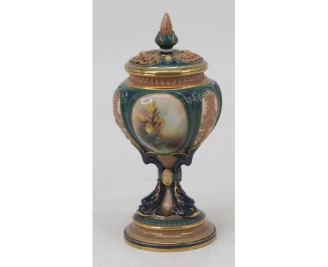 A Royal Worcester pot pourri, decorated with flowers and signed Murkin, height 19cmAppears to be in good condition; free from