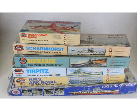 A collection of vintage Airfix model aeroplane and ship kits (6) (not checked for completeness)