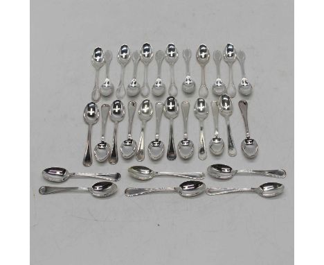 A set of twelve Italian silver coffee spoons, each marked 800; together with a further set of twelve Italian silver teaspoons