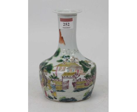 A Chinese porcelain vase, of baluster form, enamel decorated with figures, h.19cm