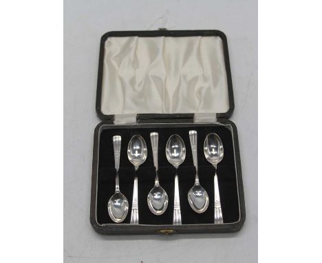A set of six George VI silver coffee spoons, cased, gross weight 2.2ozt