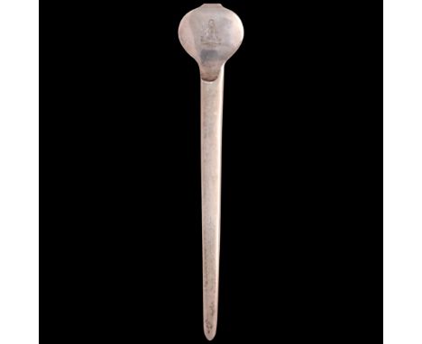 A George V silver combination paper clip/letter opener/ruler, Albert Edward Jones, Birmingham 1918, the clip panel with engra