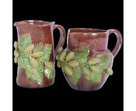 2 Rye Pottery Hop Ware jugs, largest height 14cmTallest jug has 2 small rim chips