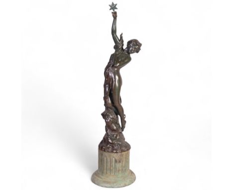 Alfred Jean Foretay (1861 - 1944), Etoile D'Amour (Star Of Love), a large Art Nouveau floor standing patinated bronze sculptu