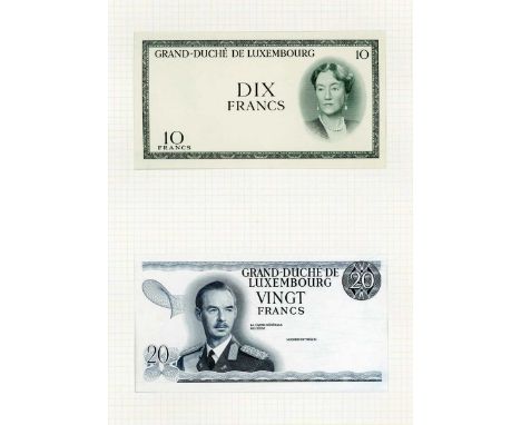 A rare International Bank of Luxembourg partial banknote die proof engraver's test strike for the obverse of a twenty francs 