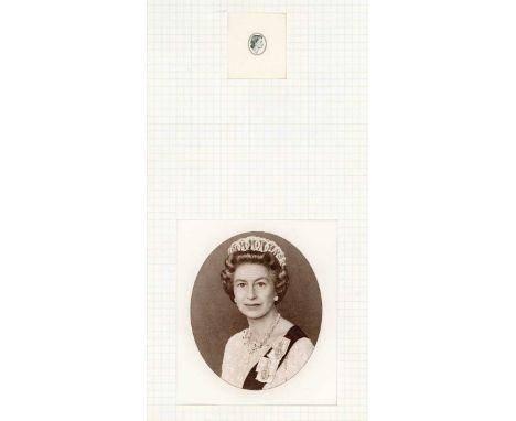 An extremely rare banknote die proof engraver's test strike portrait vignette of Queen Elizabeth II wearing the Vladimir Tiar