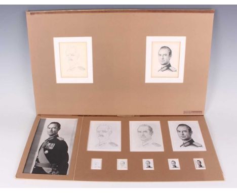 Two Bradbury Wilkinson &amp; Co Ltd design display boards showing the stage process of design and detailing for a portrait vi