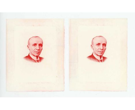 Two Banco Central de Costa Rica partial banknote die proof engraver's test strikes for the obverse of a one thousand colones 