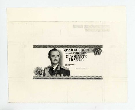 A group of five striking Grand-Duché de Luxembourg banknote progressive die proof engraver's test strikes for the obverse of 