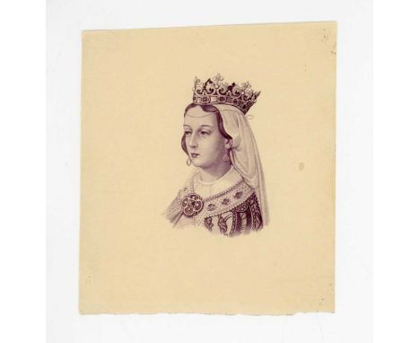 A group of six rare Banco de Portugal progressive die proof printer's test strike portrait vignettes of Queen Filipa de Lanca