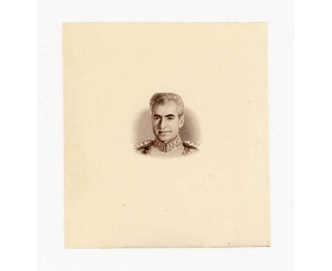 A group of six Bank Markazi Iran banknote die proof engraver's test strike portrait vignettes of Mohammad Reza Shah Pahlavi i