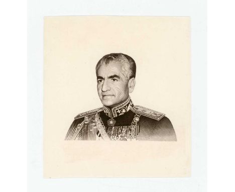 A group of three Bank Markazi Iran banknote die proof engraver's test strike portrait vignettes of Mohammad Reza Shah Pahlavi
