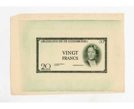A group of seven Grand-Duché de Luxembourg partial banknote progressive die proof engraver's test strikes for the obverse of 