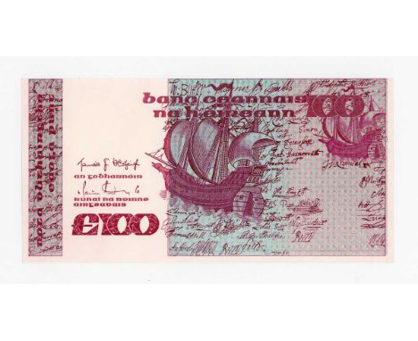 An extremely rare Central Bank of Ireland partial banknote die proof engraver's test strike of the obverse of a Series B one 