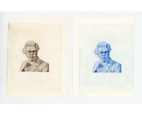 A group of fifteen extremely rare Central Bank of Ireland banknote die proof engraver's test strike portrait vignettes of Wil