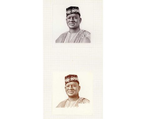 A collection of Bank of Sierra Leone banknote progressive die proof engraver's test strike portrait vignettes of President Si