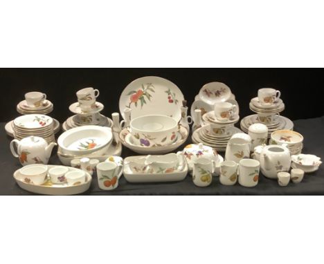 Royal Worcester dinner service Evesham pattern, including  dinner plates, soup bowls and stands, tureens, coffee pot and coff