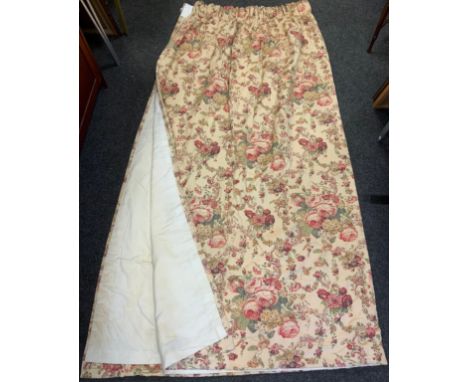 Large pair of Laura Ashley interlined curtains, Victoria, 1996, 259cm wide x 241cm long 