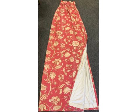 Large pair of Jane Churchill interlined curtains, Simla; another curtain, similar, 188cm wide x 252cm long 