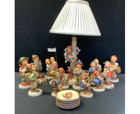 Ceramics - a Goebel figure Private Conversations others 1977-1997 carol singers with flag,  At Rest, Little Shopper, pin tray