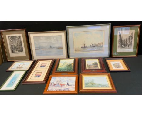 Pictures and Prints - Glyn Matthews, by and after, The Gimmel and The Early Shift, AP, FRAMED;   Railton, Norman Gate, monoch