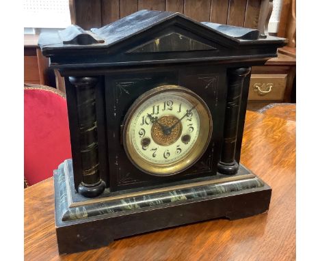 A 19th century Ebonised Mantel Clock, H. A. C. (Hamberg American Clock Company), 14-Day Strike movement, manufactured in Wurt