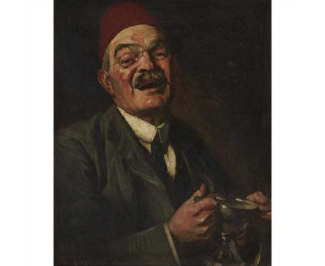 William Strang R.A., R.P.E. (Scottish 1859-1921)  Laughing man - Self Portrait Signed and dated 1911, oil on canvas (Dimensio
