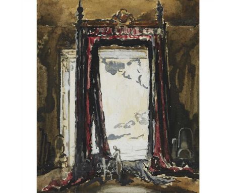 James Pryde (SCOTTISH 1866-1941) Sketch for 'The Derelict' Watercolour (Dimensions: 17cm x 14.5cm (6.75in x 5.75in))(17cm x 1