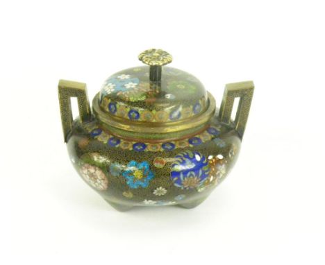 A JAPANESE CLOISONNÉ ENAMEL KORO AND COVER, MEIJI