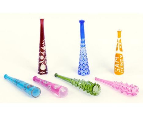SEVEN CASED AND OTHER GLASS CIGARETTE HOLDERS, EARLY 20TH CENTURY