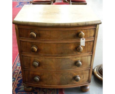 A VICTORIAN MAHOGANY BOW FRONTED CHEST OF DRAWERS, ADAPTED FROM A COMMODE