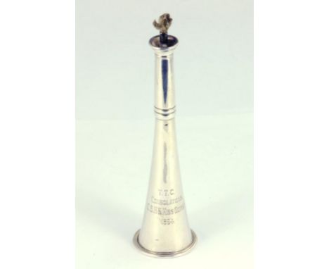 AN EDWARD VII SILVER HUNTING HORN NOVELTY CIGAR LIGHTER, LONDON 1907, 1 OZ 10 DWTS