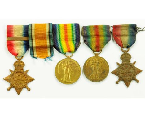 MEDALS.  WORLD WAR I,  TWO PAIRS, 1914 STAR, WITH 5TH AUG - 22ND NOV 1914 CLASP AND VICTORY MEDAL, 8727 PTE H. TRUSSELL NOTTS