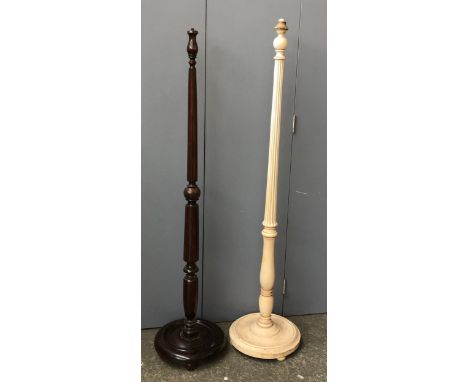 A cream painted turned wood standard lamp, approx 152cmH; together with one other standard lamp (2) 