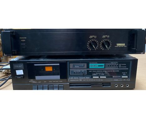 A Yamaha power amplifier P2075; Teac V-340 stereo cassette desk (2) 