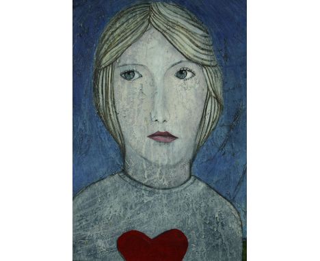 Glenn Cox (B.1969), oil on canvas, portrait study, signed, unframed. H.52 W.51cm. 