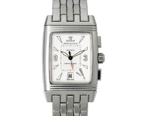 JAEGER-LECOULTRE Gran Sport Reverso Retrograde Chronograph, Ref. 295.8.59. Armbanduhr. Edelstahl. Automatik-Werk. Serien Nr. 