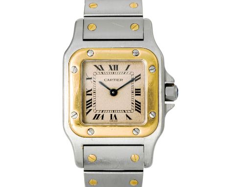 CARTIER Vintage Santos Galbee, Ref. 166930. Damenuhr. Ca. 1980/90er Jahre. Edelstahl/Gold 18K. Quarz-Werk mit neuer Batterie.